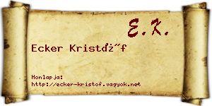 Ecker Kristóf névjegykártya